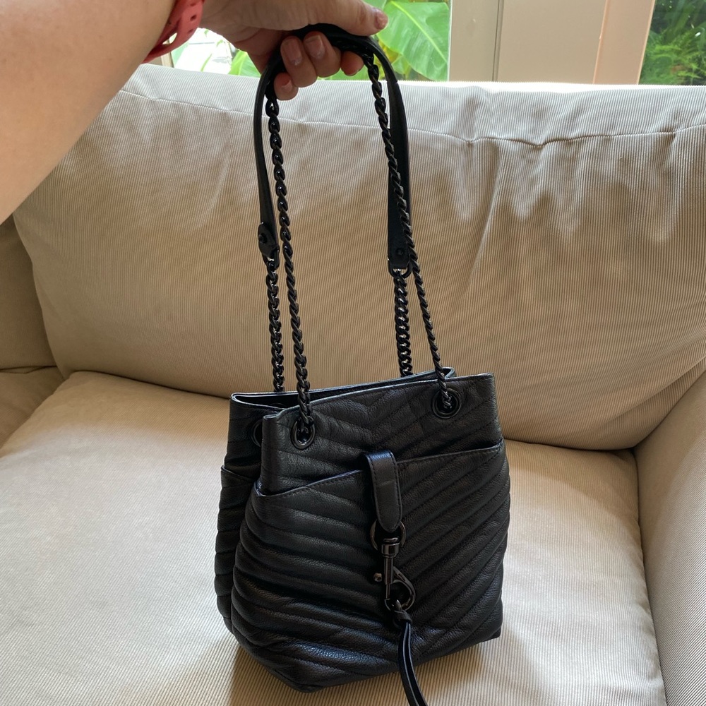 Rebecca Minkoff Black Edie Quilted Bucket Bag